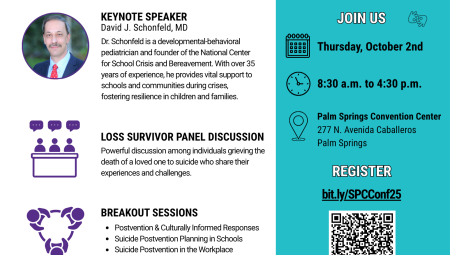 4th Annual Suicide Prevention Coalition Conference on Thursday, October 2, 2025 at the Palm Springs Convention Center